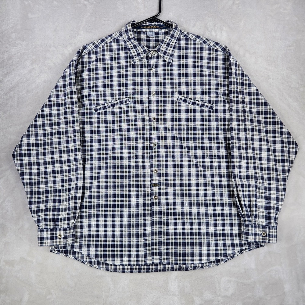 Vintage Marithe Francois Girbaud Mens XL Blue Plaid Long Sleeve Button Up Shirt